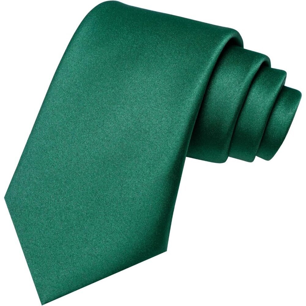 Men's Emerald Green Solid Pure Color Imported Polyester Formal Neck Ties